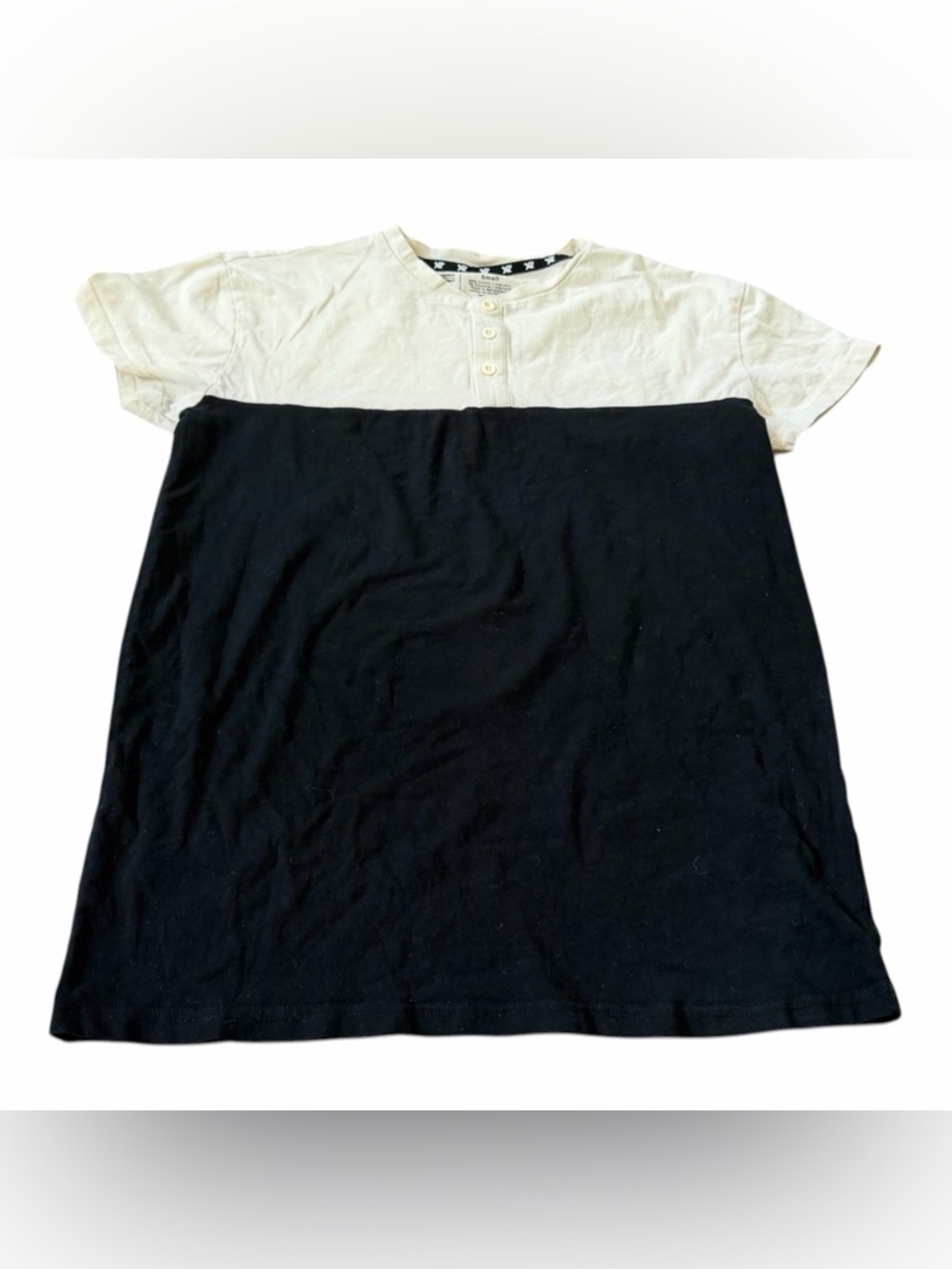X-ray Jeans Mens Size Small Colorblock Henley T Shirt White Black Premium Cotton
